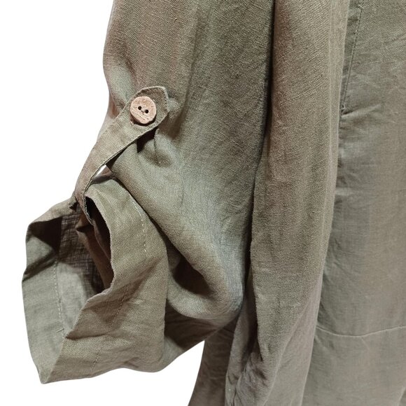Soft Surroundings Womens Plus Size 3X Linen Tunic Green Oversized Boho Lagenlook - Picture 3 of 9